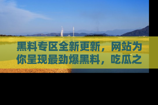 黑料专区全新更新，网站为你呈现最劲爆黑料，吃瓜之旅从这里开始！